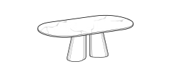 Pillar Dining Table by Ditre Italia, size drawing: Table 260 light marble top