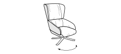Cut Armchair by Ditre Italia, size drawing: Swivel armchair mix