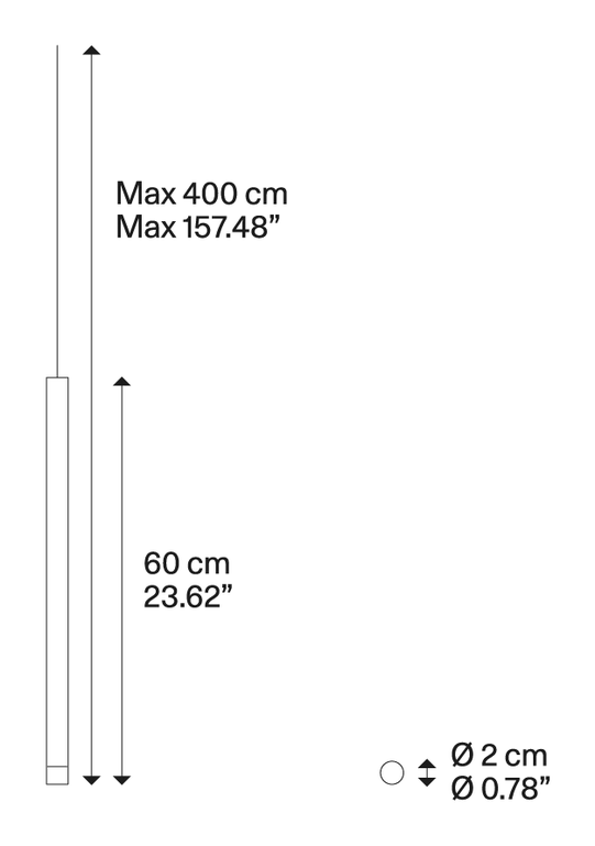 A-Tube Nano Cluster Pendant Lamp by Lodes, size drawing: A-Tube Nano medium