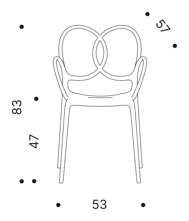 Sissi Armchair by Driade, size drawing