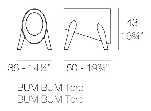 Bum-Bum Toro Decorative Object by Vondom, size drawing