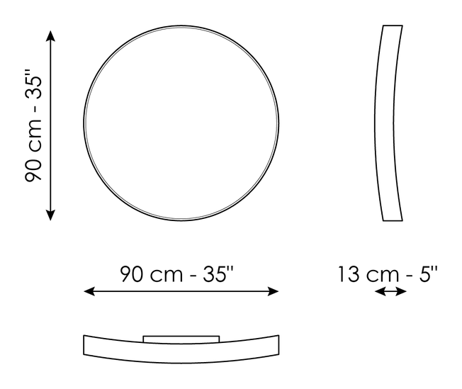 Adone Mirror by Bonaldo, size drawing: Adone Ø90