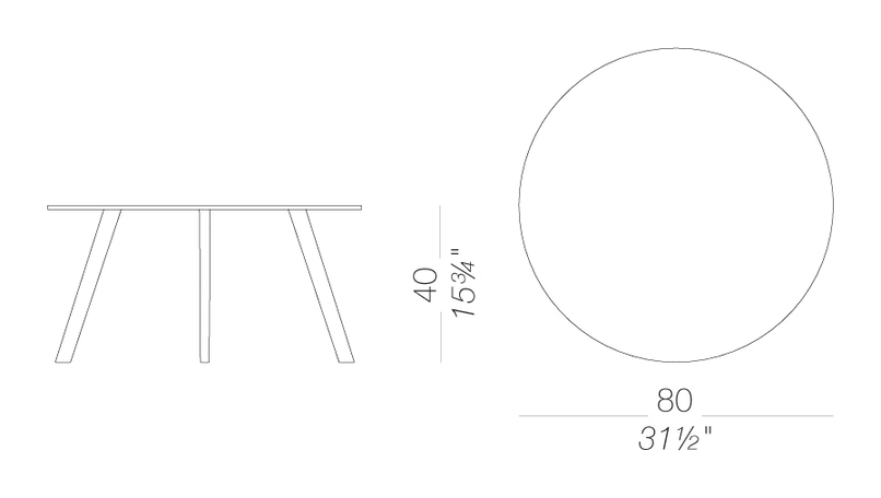 Auki P19 Side Table by LaPalma, size drawing
