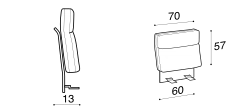 Ada Modular Sofa by Ditre Italia, size drawing: Set high slim back 60 and high backrest cushion 70