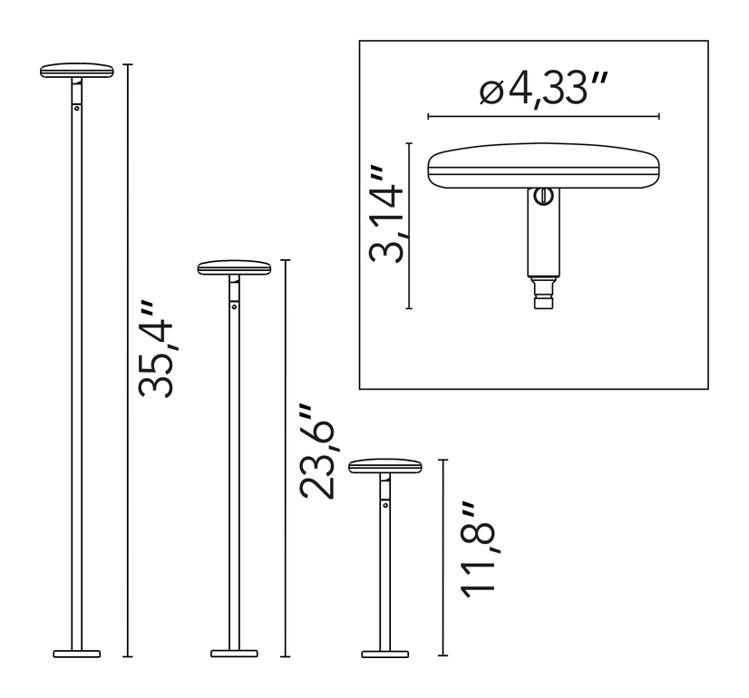 Landlord Soft Light Head by Flos, size drawing 1
