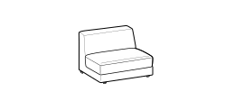 Bublé Sofa by Ditre Italia, size drawing: 1-seat maxi central element