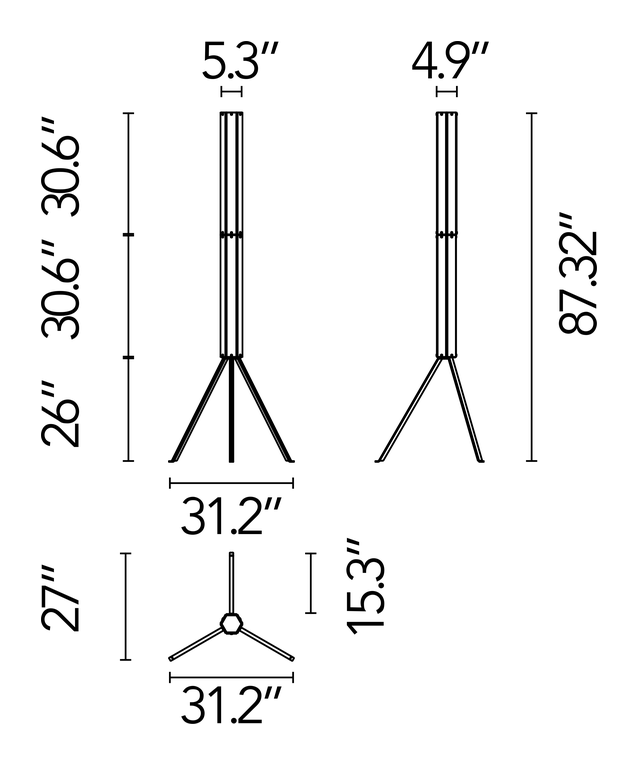 SuperWire Floor Lamp by Flos, size drawing