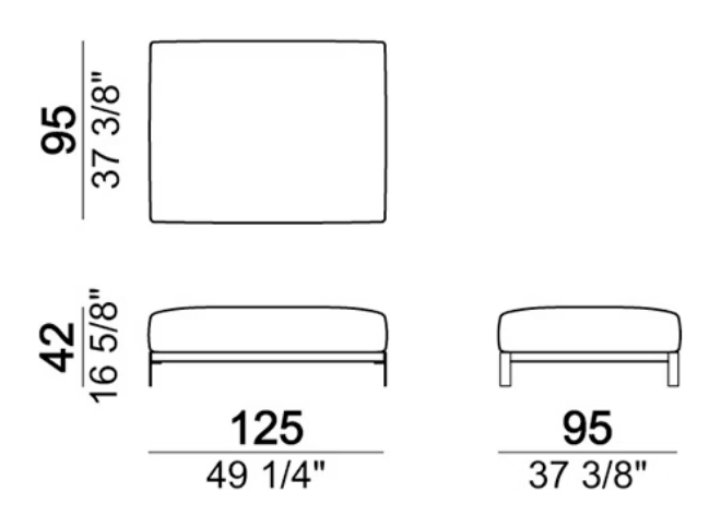 That's Life Sofa by Arketipo, size drawing: Pouf