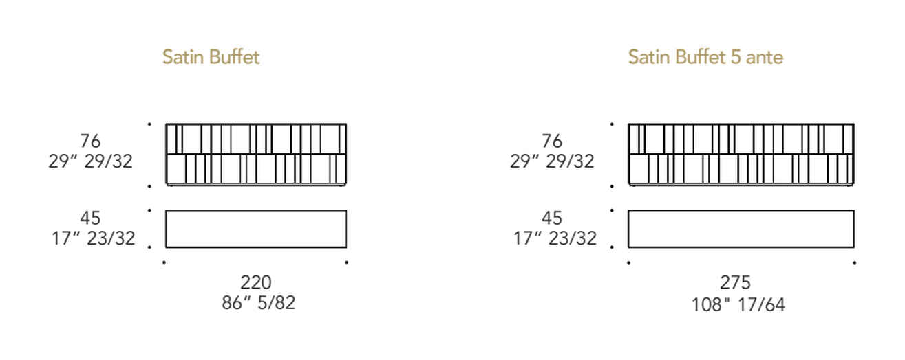 Satin Buffet Sideboard by Reflex, size drawing