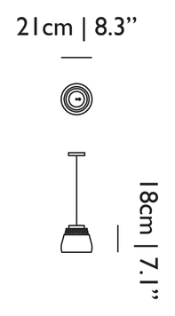 Valentine Suspended Pendant Lamp by Moooi, size drawing: Baby