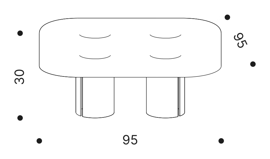 Coupelle Coffee Table by Driade, size drawing