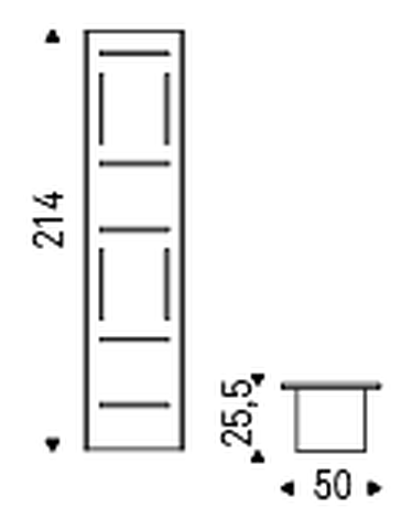 Fifty Bookcase by Cattelan Italia, size drawing