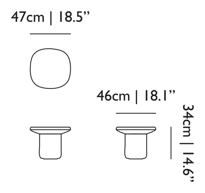 Obon Side Table by Moooi, size drawing: Square High
