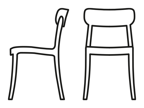 Locanda Chair by Connubia, size drawing