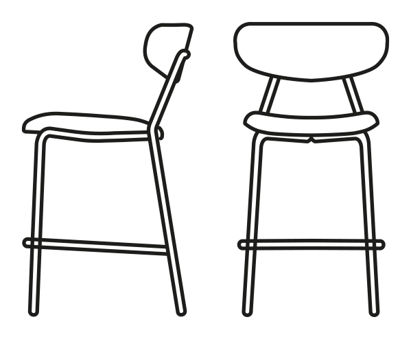 Lisca Stool by Connubia, size drawing