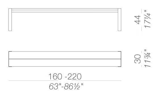 Panco EP193 Outdoor Bench by LaPalma, size drawing