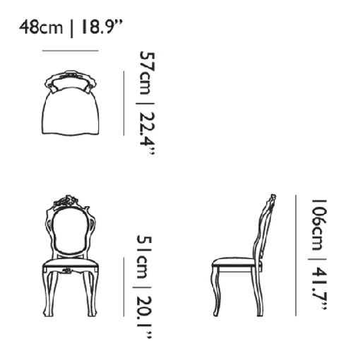 Smoke Dining Chair by Moooi, size drawing: Chair