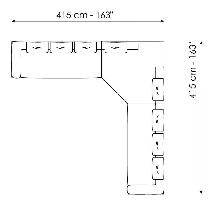 Boolean Sofa by Bonaldo, size drawing: Composition 1