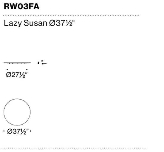 Rows Dining Table by Moroso, size drawing: Lazy Susan Ø37½"