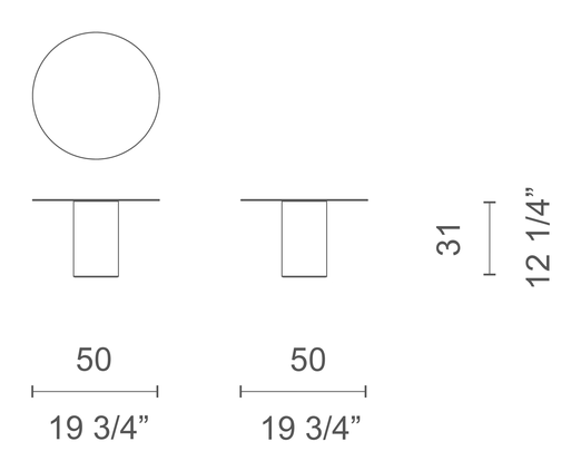 Mush Side Table by Cappellini, size drawing: MU_1M