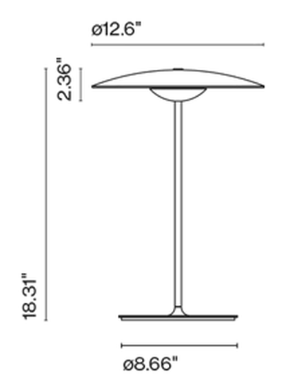 LED-Ginger Table Lamp by Marset, size drawing: LED-Ginger S