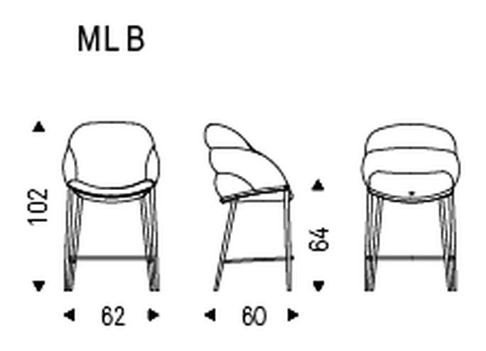 Camilla Sgabello Stool by Cattelan Italia, size drawing 2
