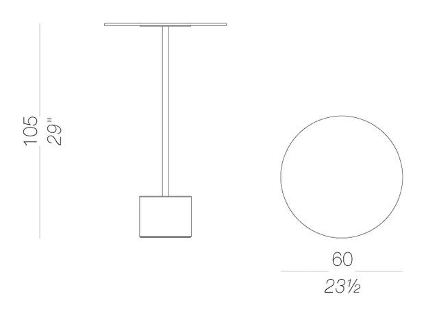 Jey P383 Table by LaPalma, size drawing