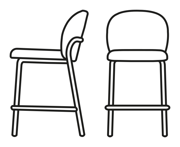 Cozy Mid Stool by Connubia, size drawing