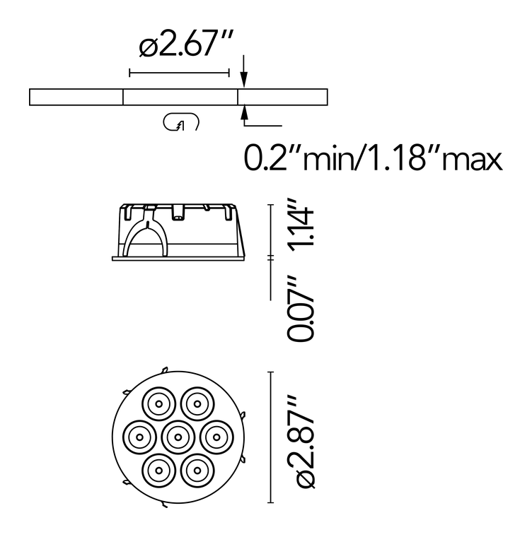 Light Shadow Mini Round Downlight by Flos, size drawing