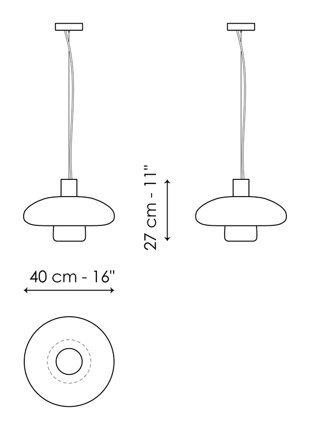 Acquerelli Lamp Collection by Bonaldo, size drawing: Double glass suspension