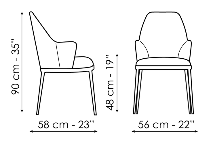 Mida Chair by Bonaldo, size drawing: Miss Mida