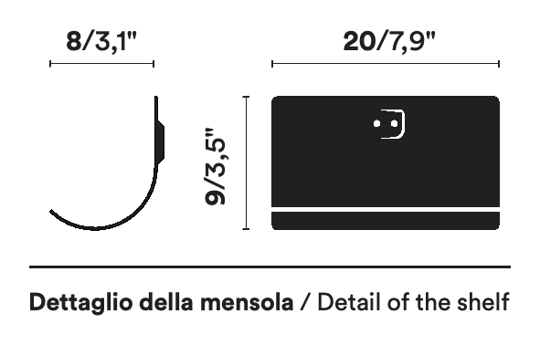 Ptolomeo Vino Wine Rack by Opinion Ciatti, size drawing: Detail of the shelf