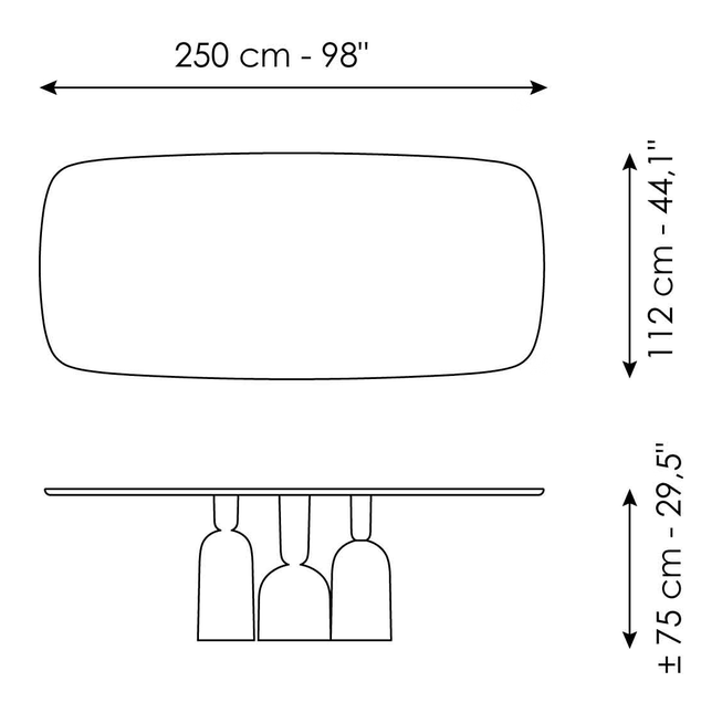 Cop Dining Table by Bonaldo, size drawing 3