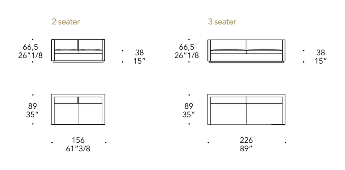 Avantgarde Sofa by Reflex, size drawing