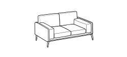 Kris Sofa by Ditre Italia, size drawing: 2-seat sofa