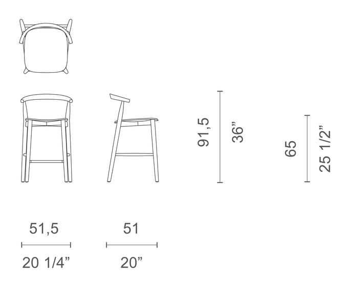 Newood Light Stool by Cappellini, size drawing: NWL_11