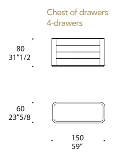 San Marco Comò Dresser by Reflex, size drawing