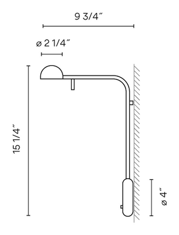 Pin Wall Lamp by Vibia, size drawing: Model 1680
