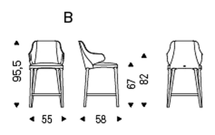 Wanda Stool by Cattelan Italia, size drawing 2