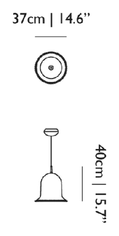 Lolita Suspended Pendant Lamp by Moooi, size drawing