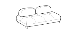 Pacific Outdoor Sofa by Ditre Italia, size drawing: 2-seat central element