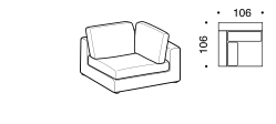 Urban 2.0 Sofa by Ditre Italia, size drawing: Square corner
