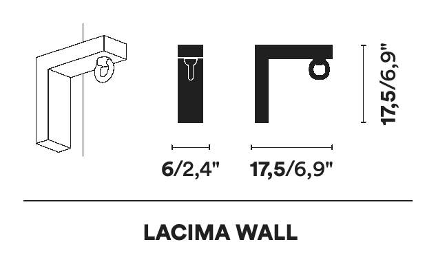 La Cima Coat Rack by Opinion Ciatti, size drawing: LACIMA WALL