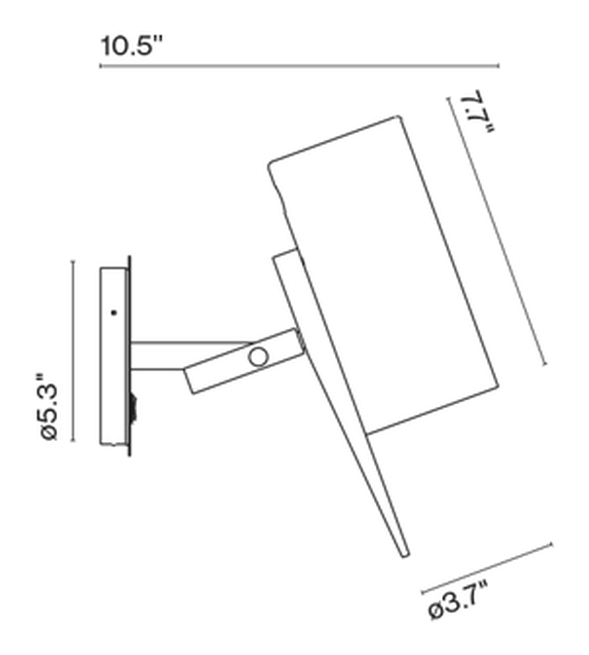 Scantling Wall Lamp by Marset, size drawing