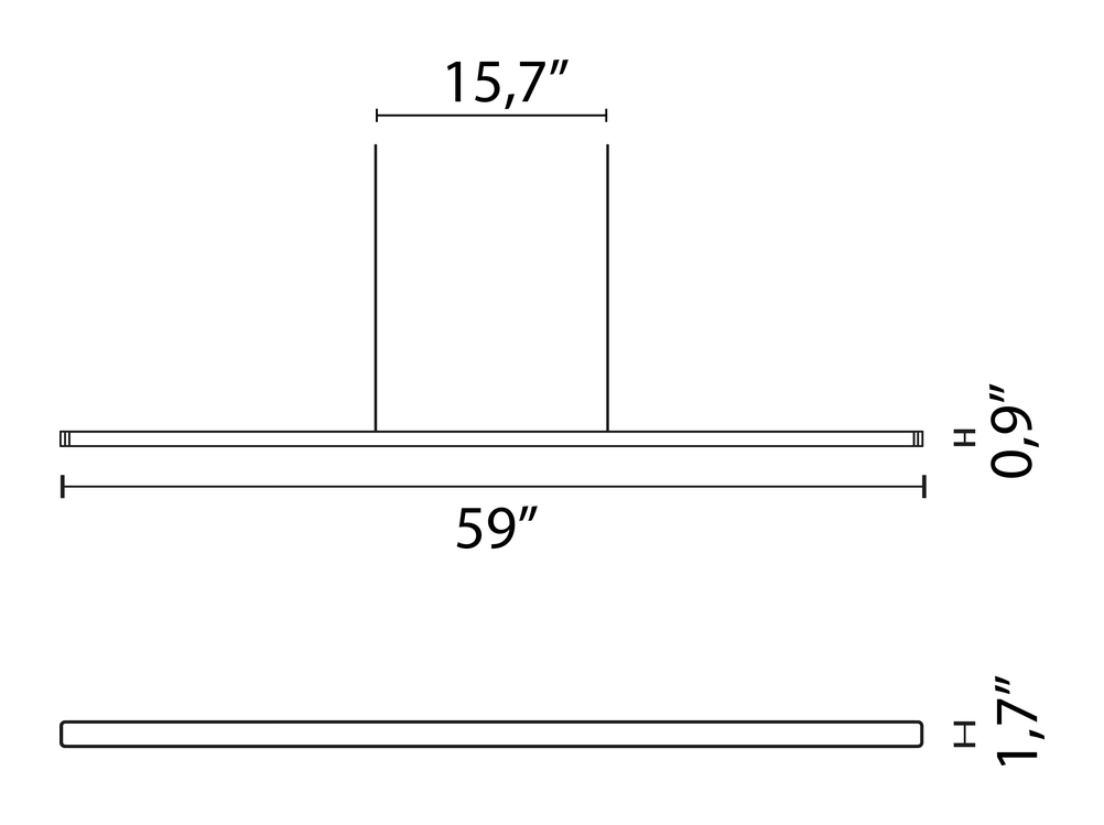 Super Line Pendant Lamp by Flos, size drawing