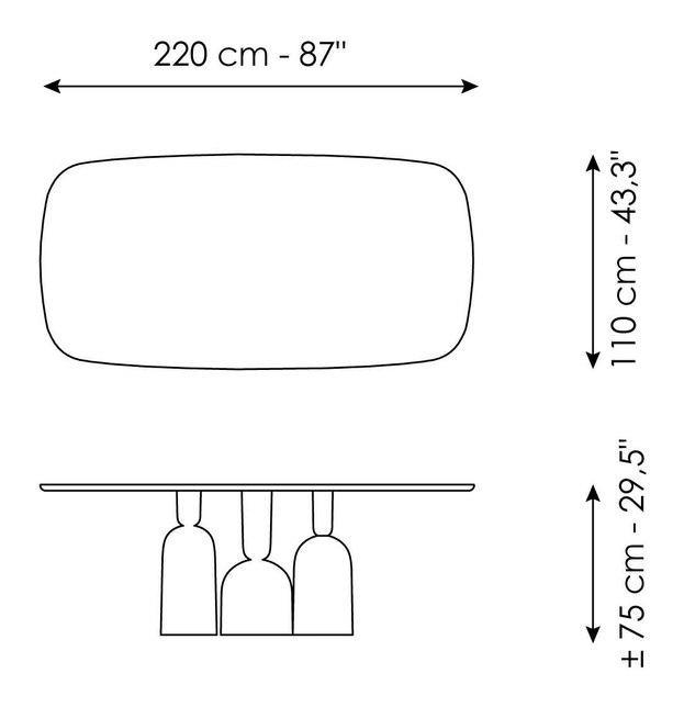 Cop Dining Table by Bonaldo, size drawing 2