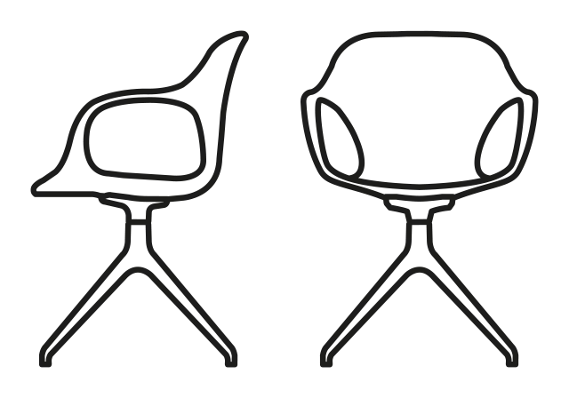 Ops! Armchair, Swivel by Connubia, size drawing