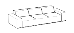 Monolith Sofa by Ditre Italia, size drawing: 3-seat maxi sofa