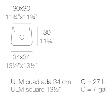 Ulm Maceteros Planter by Vondom, size drawing