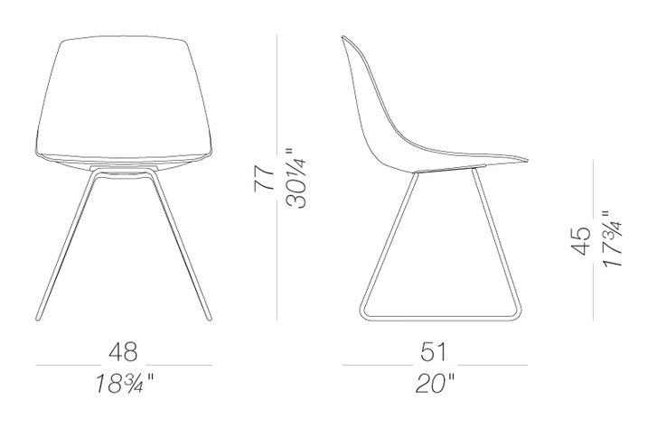 Miunn ES160 Outdoor Chair by LaPalma, size drawing